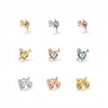 Color Zirconium 18k Gold Plated Heart Star Earring Stud Creative Bicycle Bike Screw Twist Ball Piercing Ear Bone Studs