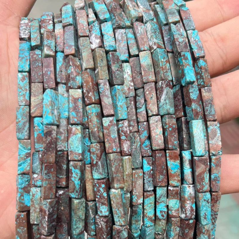 4x13mm Autumn Jasper Enhanced Polish Square Shape Blue Calsilica Jasper Loose Stone Beads for Jewelry Making