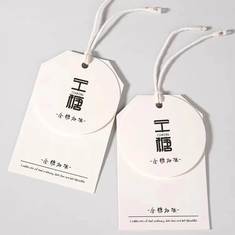 Cheap Custom Design Printing Name Logo Paper Garment Hangtag Labels Clothing Hang Tags