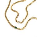 Ins Style Women Square Clear Emerald Green Zirconia Setting Stainless Steel Choker Necklace Bracelet Anklet Jewelry Set