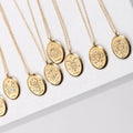 Wholesale 12 Astrology Horoscope Star Jewelry 18K Gold Plated Stainless Steel Oval Zodiac Sign Pendant Necklace