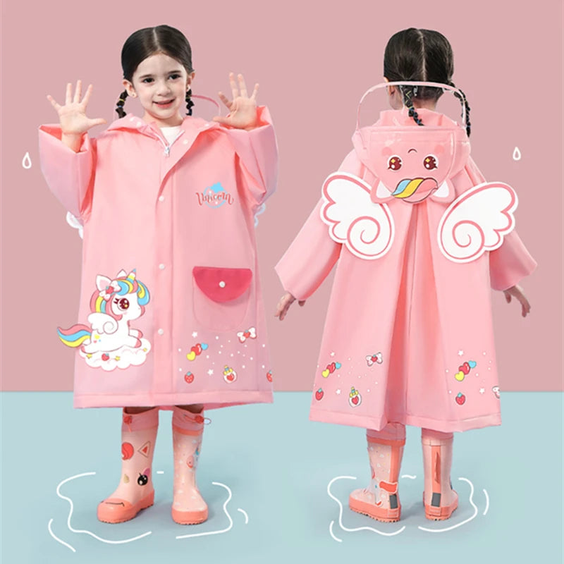Cartoon Three-dimensional Plastic Raincoat for Girls Large Brim EVA Raincoat for Kindergarten Children's Outdoor Travel