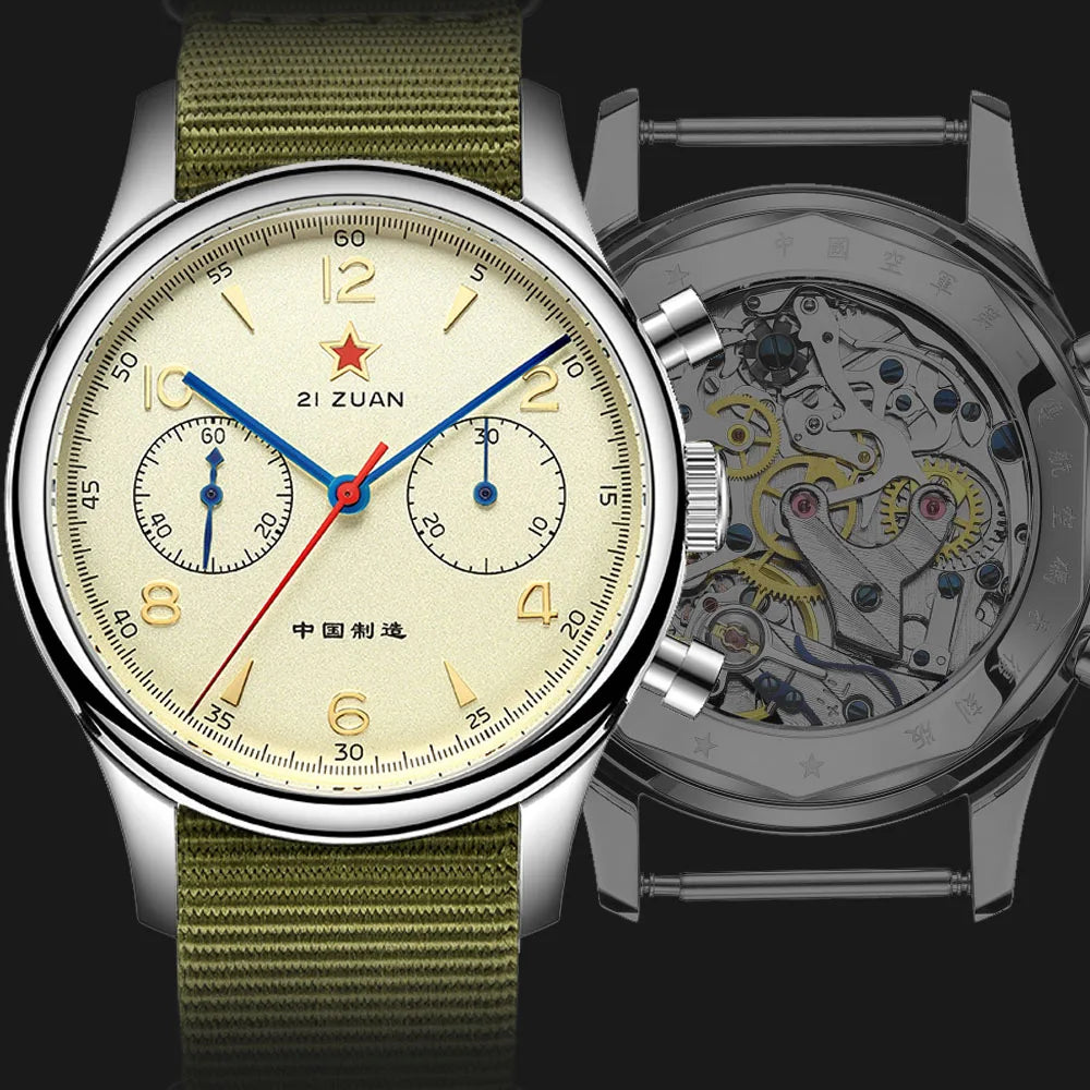SEAKOSS Men's Chronograph Watches Gooseneck 38mm 40mm Seagull St1901 Movement Sapphire Glass Mechanical Wrist Watch Leather 1963