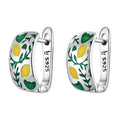 Jiangyuan Earrings Women Silver Fine Jewelry 925 Sterling Silver Lemon and Leaf Hoop Silver Earrings for Women Wholesale