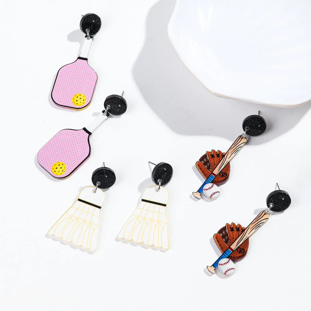 2025 Earings Wholesale Bulk Ball Sports Racket Shape Fashion Earrings Jewelry Women