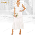 Clothing Factory Wholesale Custom Ladies Summer White Decoration Solid Women Casual Style With Sexy Maxi Dresses