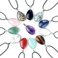 Copper Bezel Irregular Pendant Agate Crystal Semi-precious Stone with Silver Frame Pendant Necklace