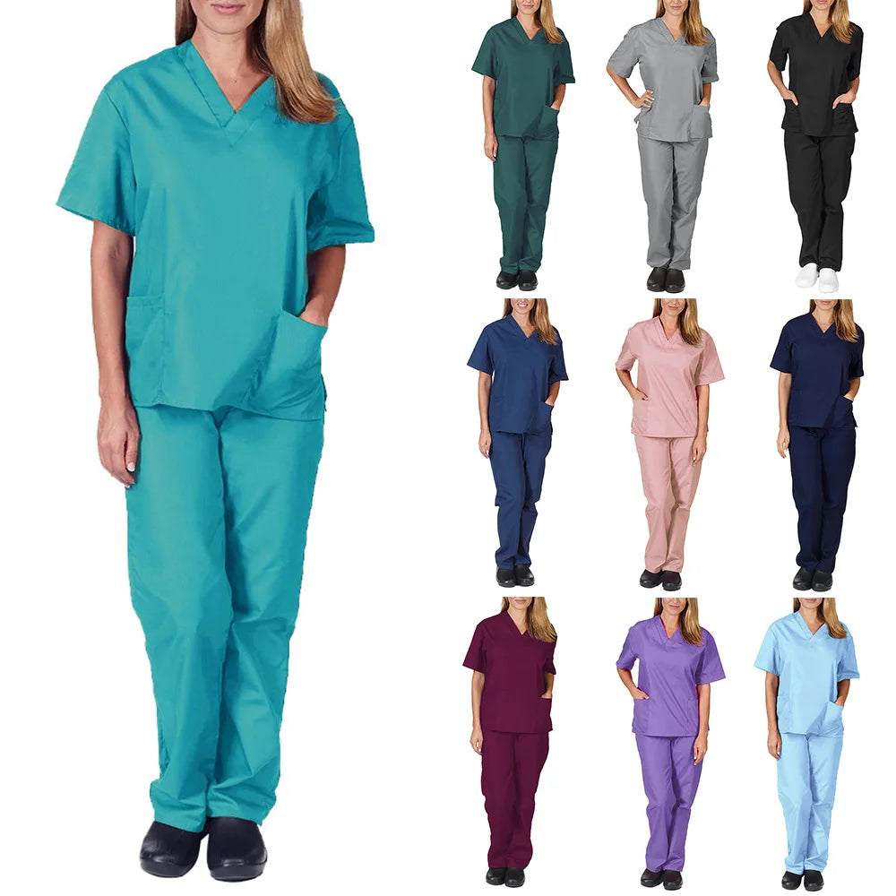 Summer Cheap Quick-drying Stretch Thin Doctor Nurse Short Sleeve Scrub Uniform Sets