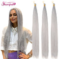 Silky Bone Straight Crochet Braids Hair Wholesales Grey Smooth Soft Synthetic Crochet Braiding Hair Extension for Women