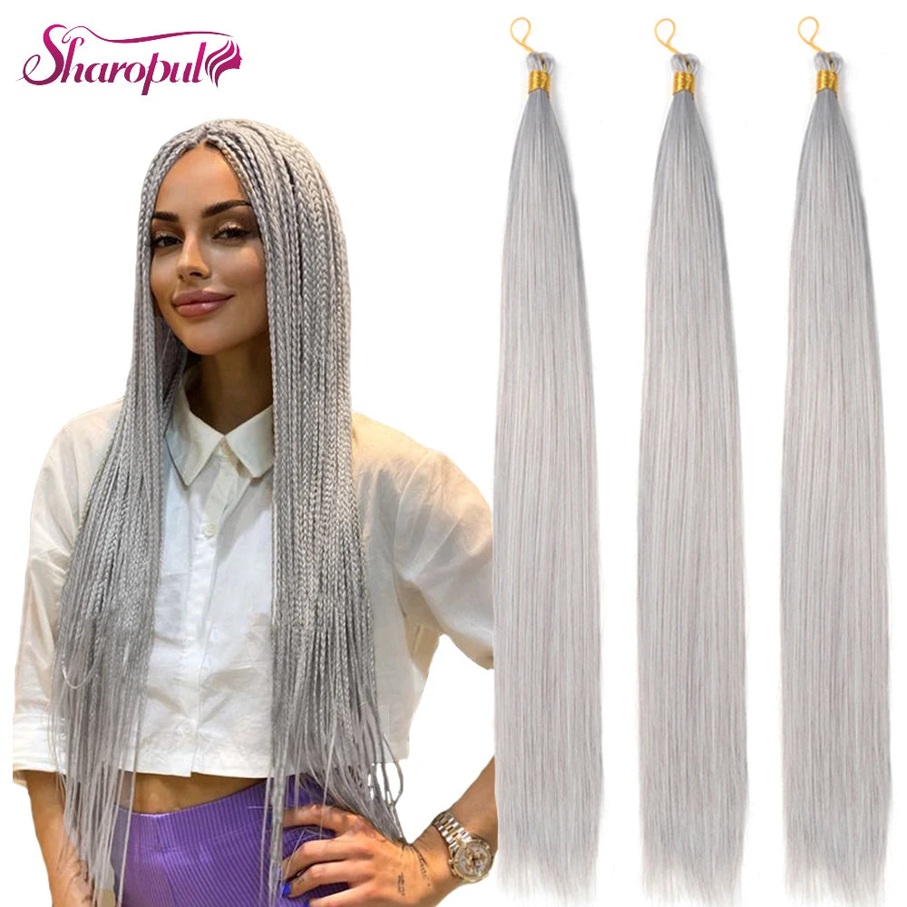 Silky Bone Straight Crochet Braids Hair Wholesales Grey Smooth Soft Synthetic Crochet Braiding Hair Extension for Women
