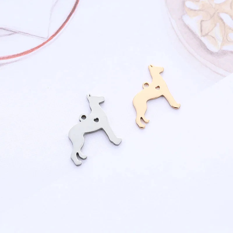 18x18mm Metal Pendant Silver/Gold Jewelry Accessories Finding High Polished Stainless Steel Blank Pet Great Dane Dog Charm
