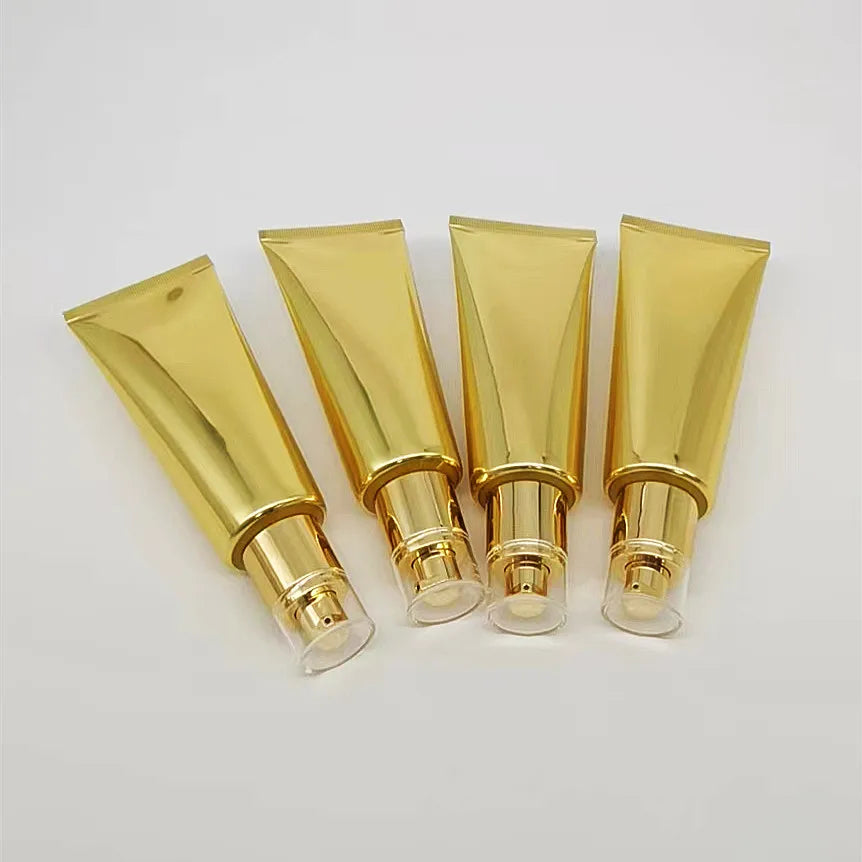 Hot Selling 30ml 50g100g Golden Aluminum Plastic Cosmetic Hose Vacuum Emulsion Subpackage Empty Soft Airless Bottle