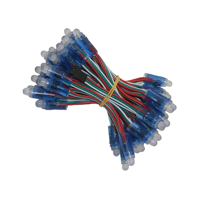 50pcs LED Pixel Light  String DC 5V WS2811 IC RGB Independently Addressable Perforated 12mm Outgoing Glow Module Digital Lamp