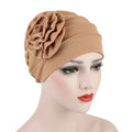 New Fashion Women's Solid Color Cotton Beanie Hat Space Flower Turban Head Wrap Bonnet Casual Style Muslim India Ruffle Turban