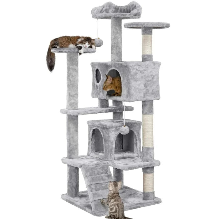 Multi-Level Cat Tower Tree Cat Scratching Post 67" Large 2 High Plush Condos cat Climbing Tree