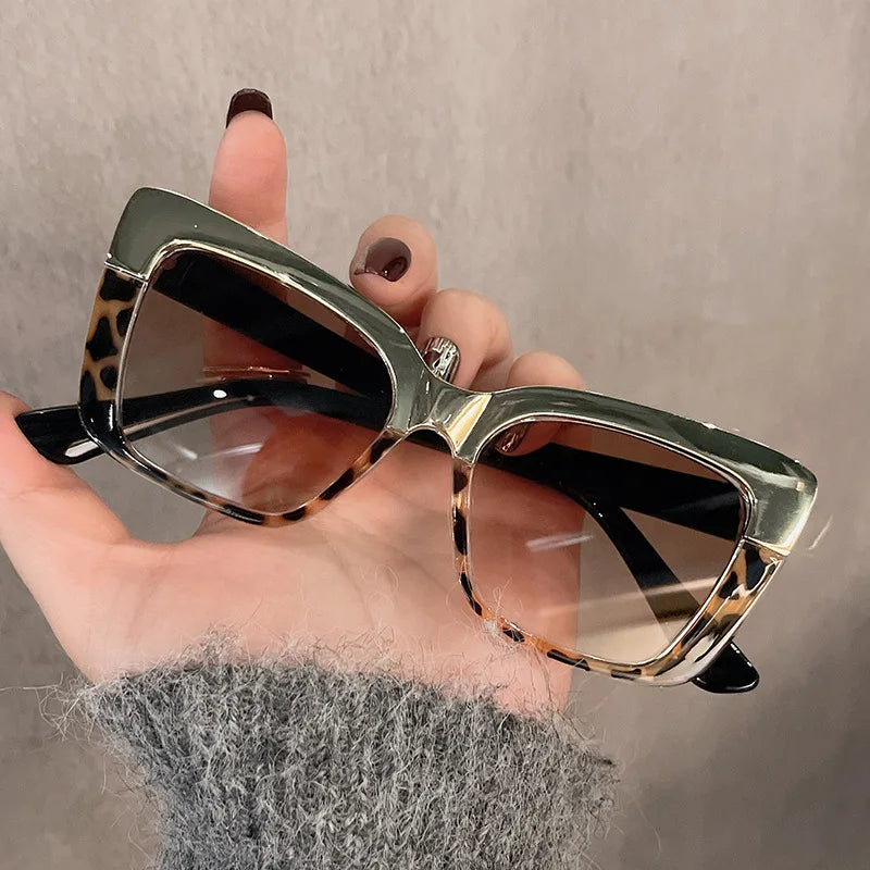 Men Women Fashion Thick Frame Sunglasses Personality Exaggerated Seaside Holiday Retro Cat Eye Glasses (KSG164)