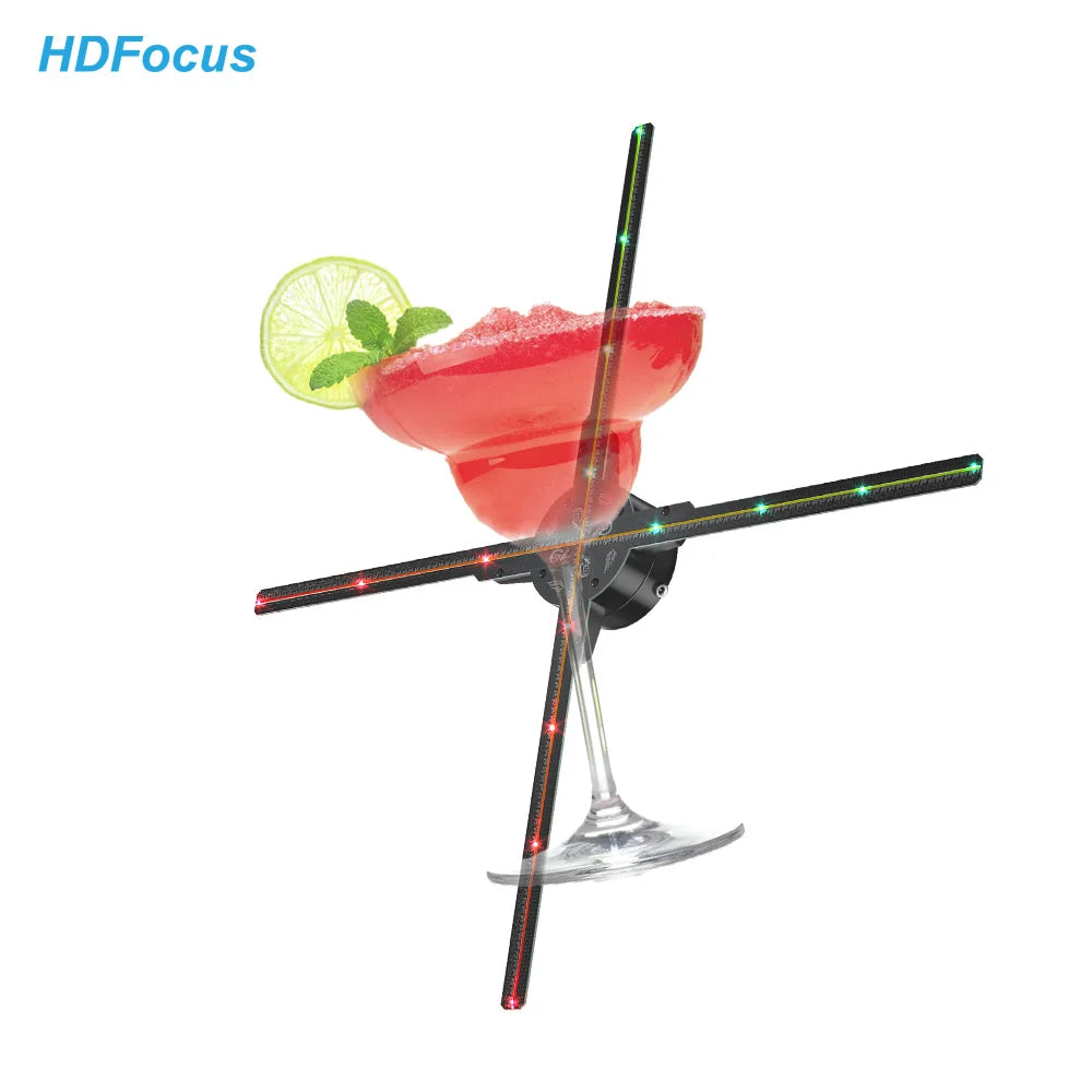 HDFocus Holographic Advertisement Fan Cloud Control Wifi Led 3D Lamp Fan 65Cm Hologram Fan 3D Projector
