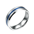 Wholesale Price in Stock 6mm Brushed Tungsten Carbide Ring Blue Silver for Couple Men Women Fashion Jewelry Wedding Band Rings