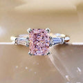 CAOSHI Custom Jewelry Crystal Delicate 3A Gemstone Ring Silver Plated Pink White Square Cubic Zirconia Wedding Bride Rings Women