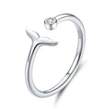 Adjustable Finger Rings 925 Sterling Silver Mermaid Fish Tail Ring Free Size