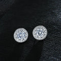 925 Sterling Silver Round 3A Zircon Crystal Fashion Stud Earrings for Women Wedding Jewelry