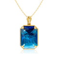 Wholesale Square 925 Sterling Silver Large Stone Jewelry Blue Topaz 14k Gold Plated Pendant Charms Jewelry Making