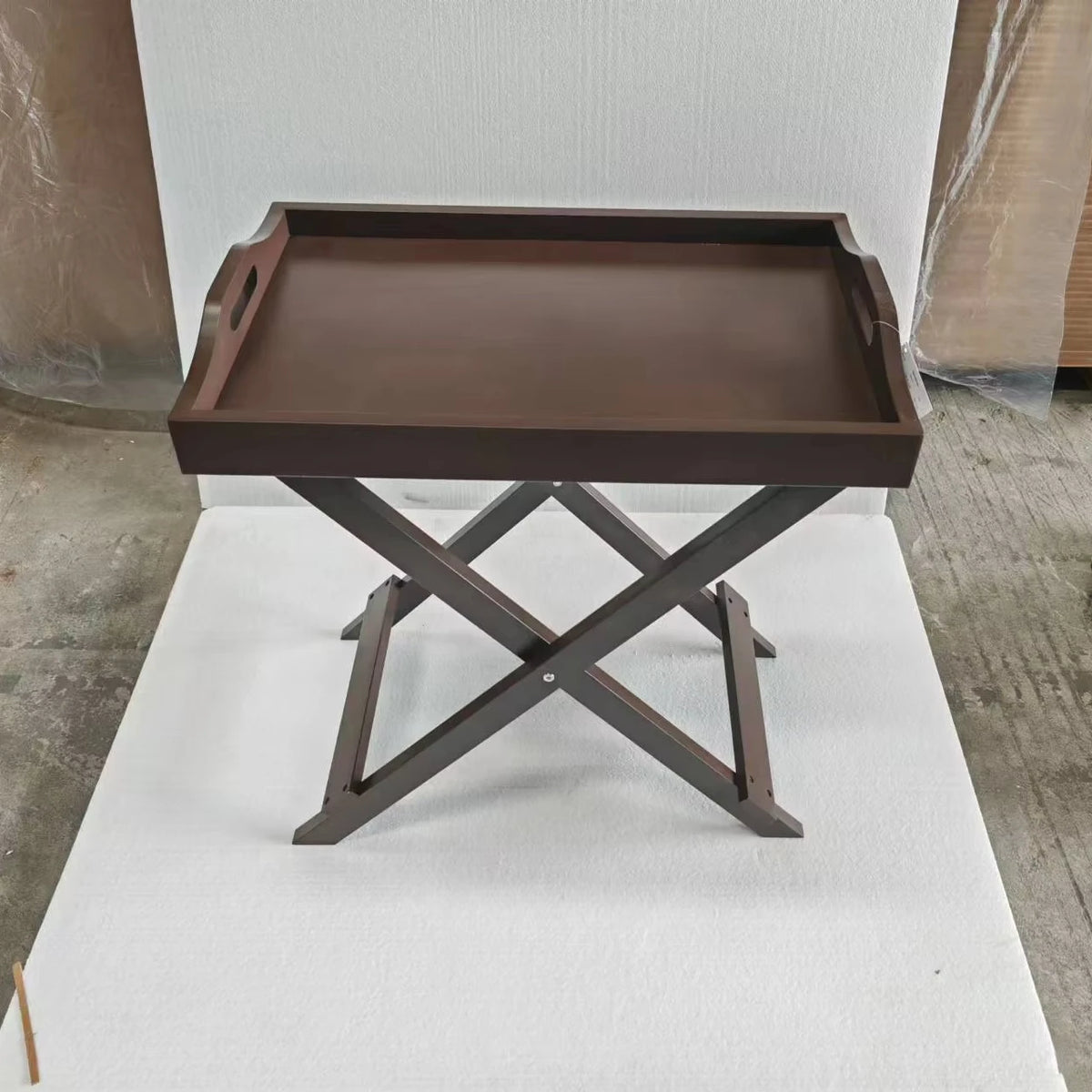 Square MDF End Table Portable Wooden Contemporary Side Table with Removable Tray Top Foldable Coffee Table MegaBDM