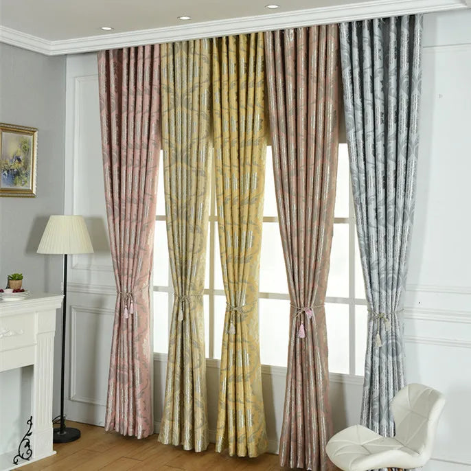 Latest Design European Luxury Style Solid Color Jacquard Windows Blackout Curtains for Living Room