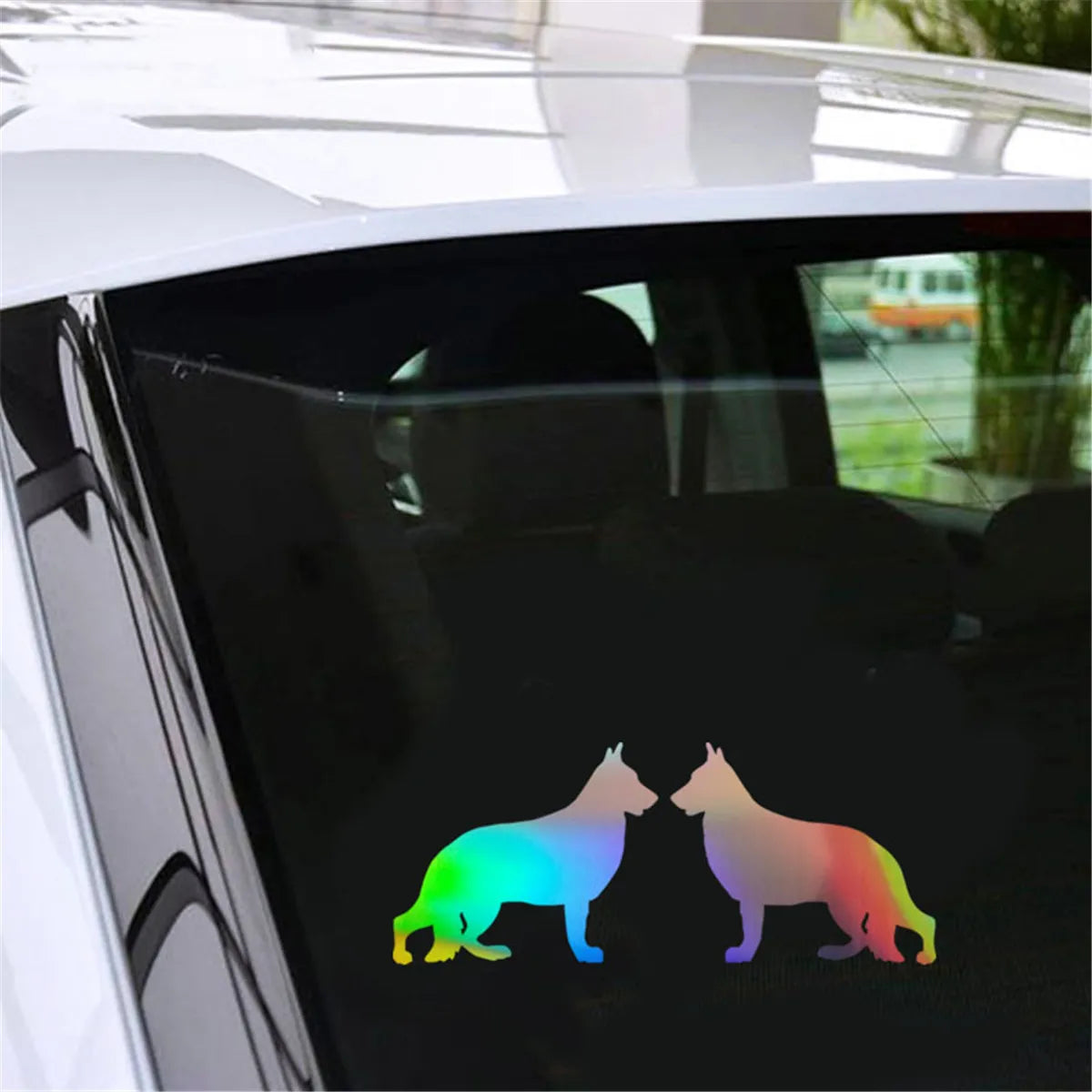 Two Shepherd Pet Dog Graphic Fun Sticker Car Window Removable Art Vinyl Decal Gift Die Cut Decals Laptop Window Glass
