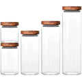 Borosilicate Glass Storage Jar with Acacia Wood Lid BPA-Free Microwavable & Reusable for Kitchen Food Storage