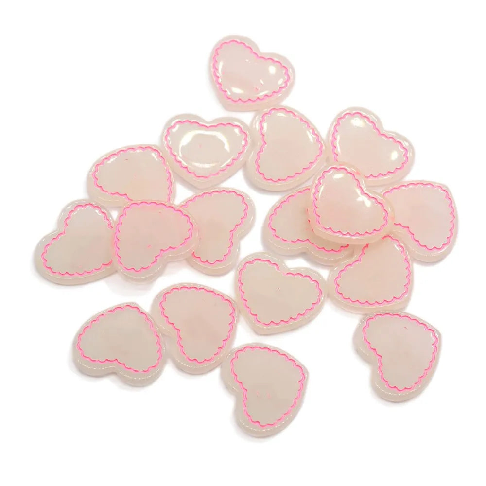 White Pink Letter Heart Shape Resin Flatback Cabochon Beads Crafts Children Scrapbook Making Ornament Slime DIY Art