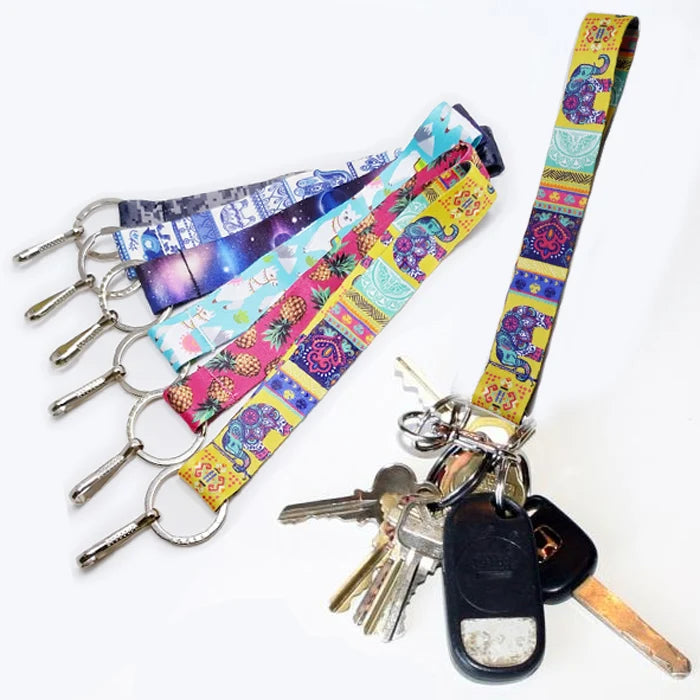Polyester Sublimation Logo Print Short Lanyard Keychains Outdoor Activities
