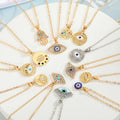 Hot Sale Turkish Eye Necklace Gold Silver Color Diamond Necklace Multi Design Devil Eye Necklace for Women