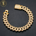 Wholesale Hip Hop Jewelry 14mm Gold Plated Brass Baguette AAAAA CZ Diamond Personalized Cuban Bracelet for Men