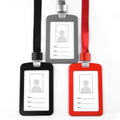 Lebei Custom Logo Silicone ID Card Holder With Lanyard Push Badge Name Tag Holder With Silk Screen and Embossing Printing