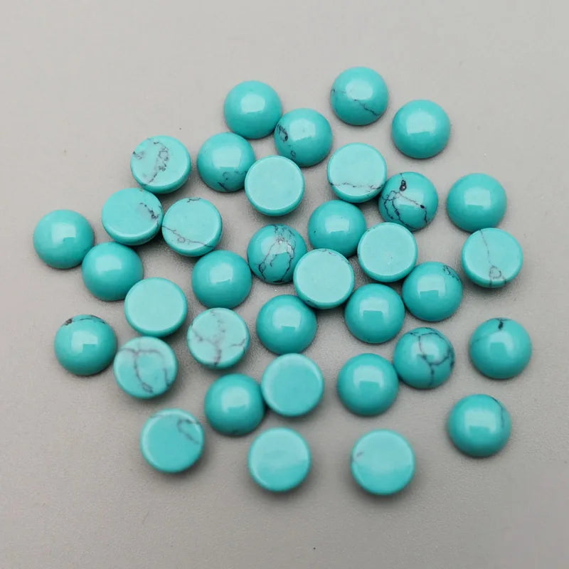 Huiying Jasper Crystal Stones Natural Gemstone 6mm Round Blue Turquoise Cabochon for Jewelry Crafts