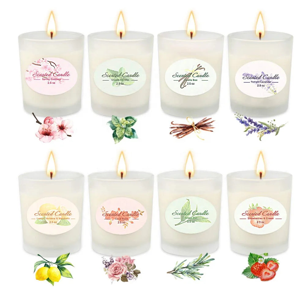 Wholesale Christmas Custom Scented Soy Wax Luxury Frosted Glass Candle Jar Luxury Weeding Package Scented Candles
