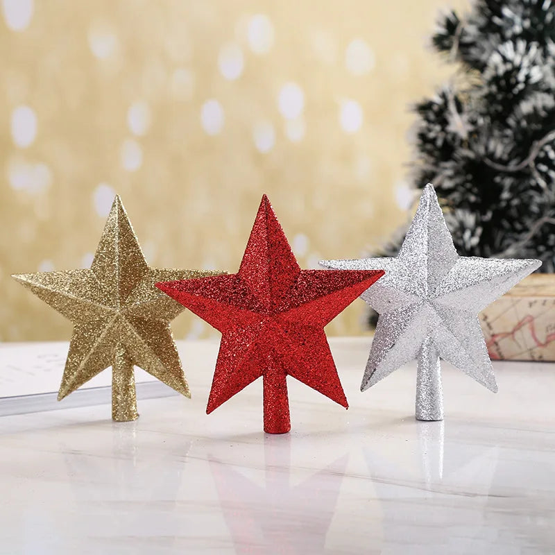 Gold Frosted Christmas Tree Topper Decoration Christmas Star for Christmas Decoration
