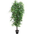 Nearly Natural Large 6.5ft Golden Cane Palm Silk Tree 6ft Ficus Artificial Bonsai 72in Green Plastic Material Green Artificial
