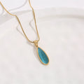 Hot Selling New Titanium Steel Vintage Gold Plated Necklace Crystal Ocean Heart Pendant Necklace