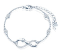 Stone Set Cat Infinity Symbol Sterling Silver Bracelet