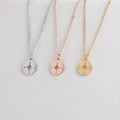 Hot Selling Customization Stainless Steel Disc Pendant Necklace Glossy Round Letter Pendant Necklace Wholesales