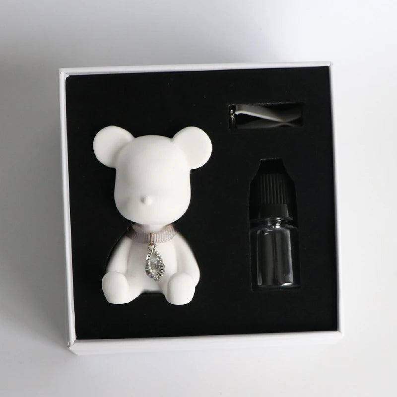 Eco-Friendly Home Aromatherapy Scented Solid Car Vent Clip Air Freshener Ceramic Bear Fragrance Essential Oil Reed
