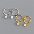 Fine 18k Gold Plated 925 Sterling Silver Fashion CZ Diamond Round Shape Hoop Earrings for Women
