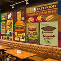 3D European Floral Design Wallpaper for Fast Food Restaurants Fried Chicken Burger Mural Simple Meal Background Wall Decoration