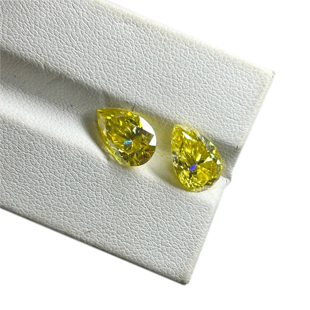 1 Carat to 6 Karat Dark Yellow Lab Grown Pear Shape Moissanite Diamond for Jewelry Making