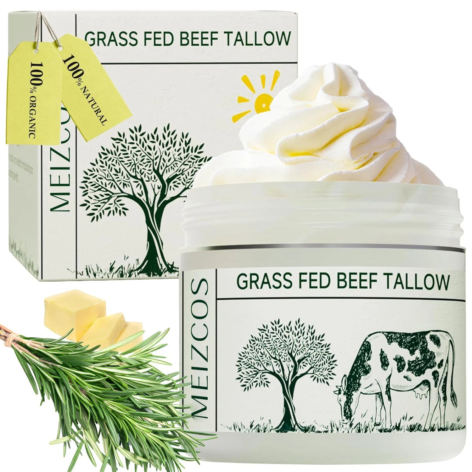 Wholesale Bulk Benefits Skin Care Beeftallow Organic Grass Fed Face Body Balm Whipped Moisturizer Beef Tallow