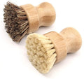 Natural Bamboo Hard Bristles Wet Cleaning Brush-for Washing Cast Iron Pots and Pans Suitable for Kitchen Sinks and Bathrooms