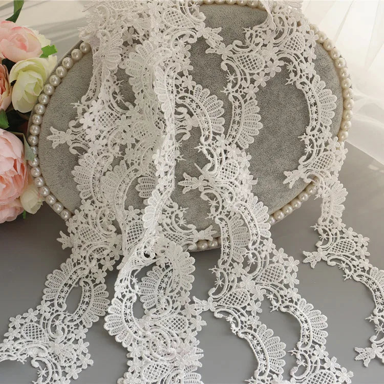 Embroidery Rayon Lace Hollow Design Water-Soluble 6CM Width DIY Wedding Dress Veil Home Handmade Decoration Accessories Garments