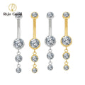 Right Grand ASTM F136 Titanium 14G Dangle CZ Gems Belly Button Ring Cubic Zirconia Drop Pendant Navel Nail Body Piercing Jewelry